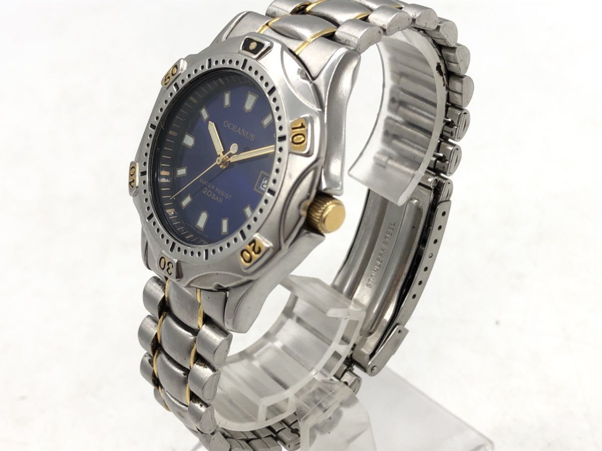 1202-501S⑦22398　腕時計 CASIO カシオ OC-700 OCEANUS オシアナス デイト ブルー文字盤 クォーツ_画像3