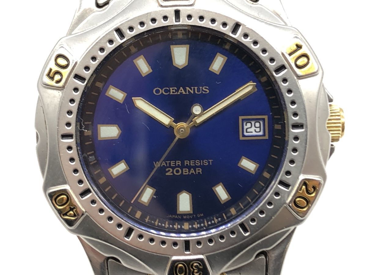 1202-501S⑦22398　腕時計 CASIO カシオ OC-700 OCEANUS オシアナス デイト ブルー文字盤 クォーツ_画像2
