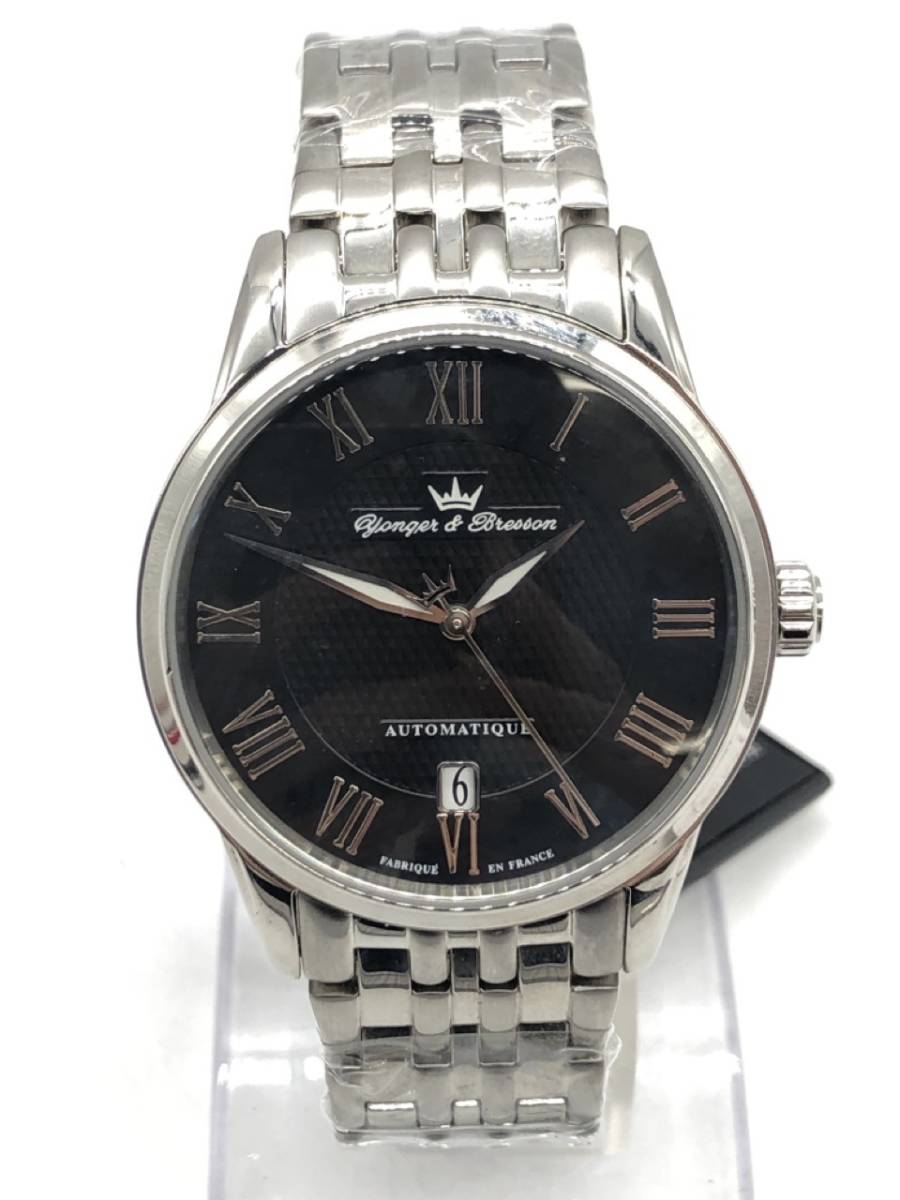 1204-528S⑨5353RP　腕時計 Yonger&Bresson ヨンガー&ブレッソン YBH8343-11 デイト 裏スケ 黒文字盤 自動巻き 美品_画像1