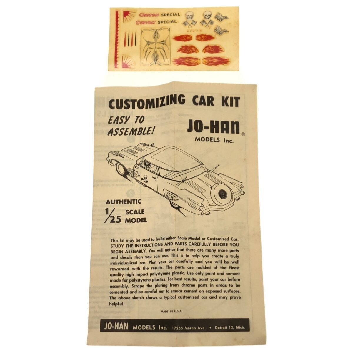 【希少 未組立】JO-HAN CUSTOMIZING CAR KIT No.2559:140 ジョーハン プラモデル 1/25スケール ヴィンテージカー アメ車 模型 現状品 F860_画像10