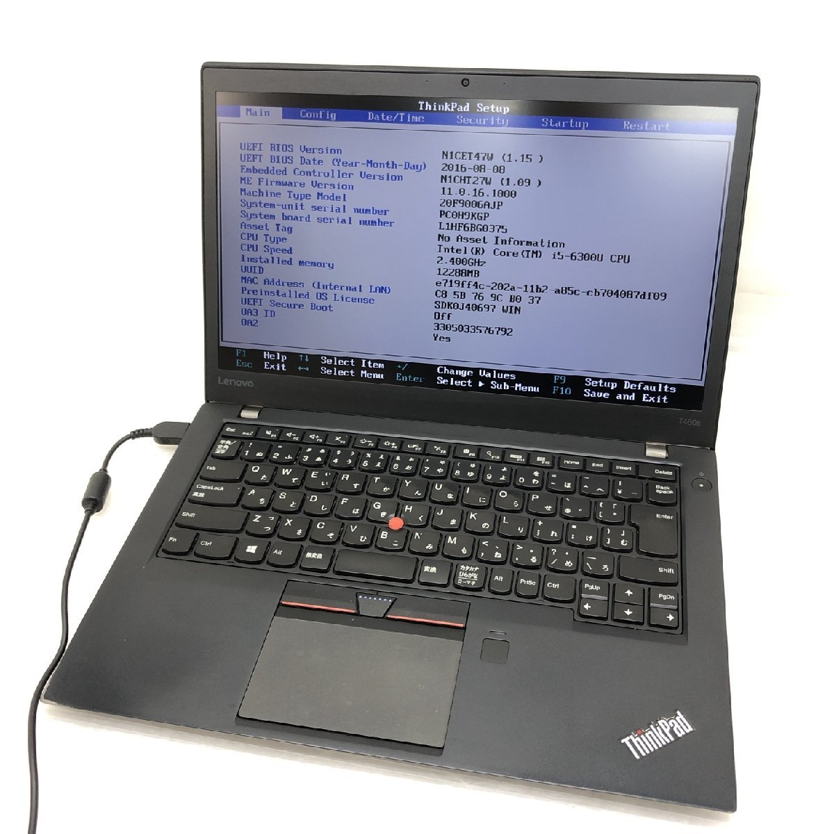 1円～【ジャンク】Lenovo ThinkPad T460s 20F9006AJP Core i5-6300U 12GB M.2SSD:128GB 14インチ BIOS起動 T009758【訳あり】_画像1