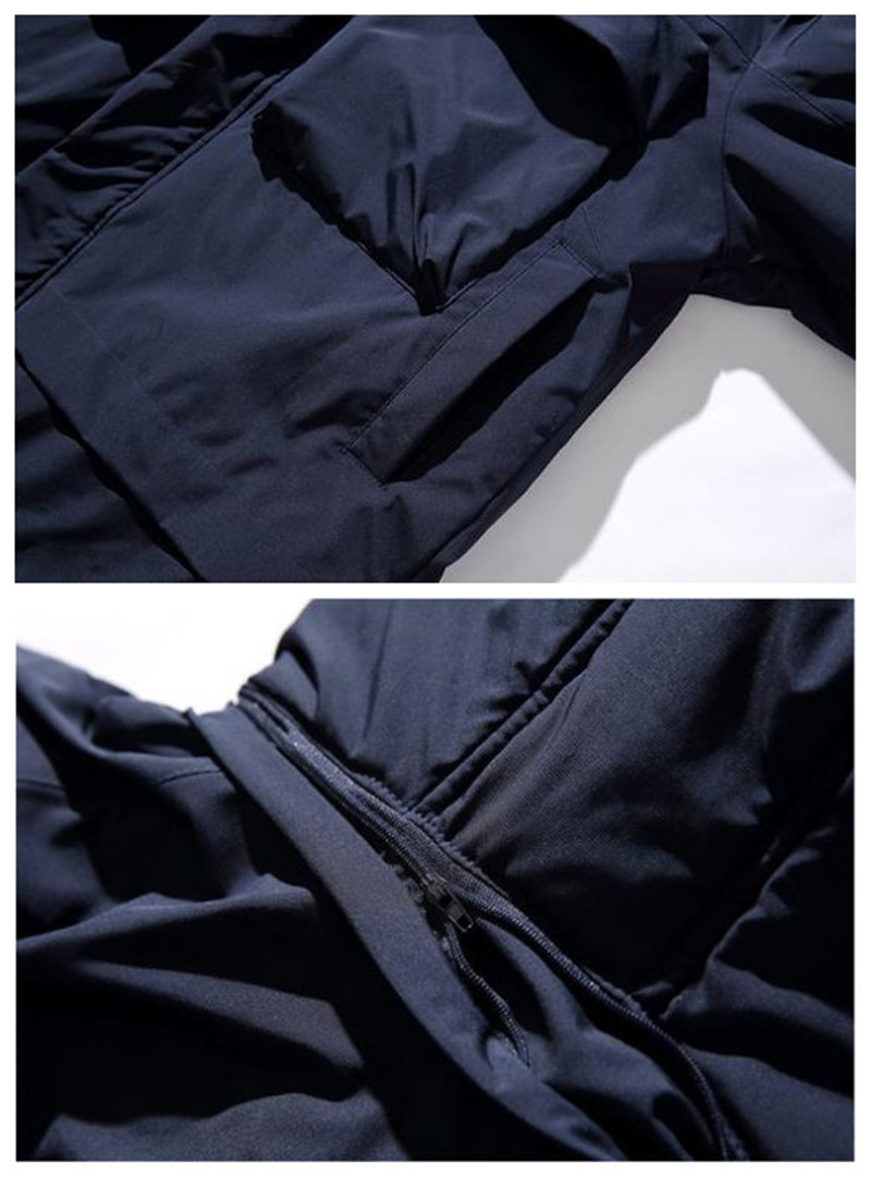 中綿コート　新品*メンズ　フード取り外し可　ロングコート　ルーズ　中綿ジャケット　保温　アウター【URMA21】紺色　XL_画像9
