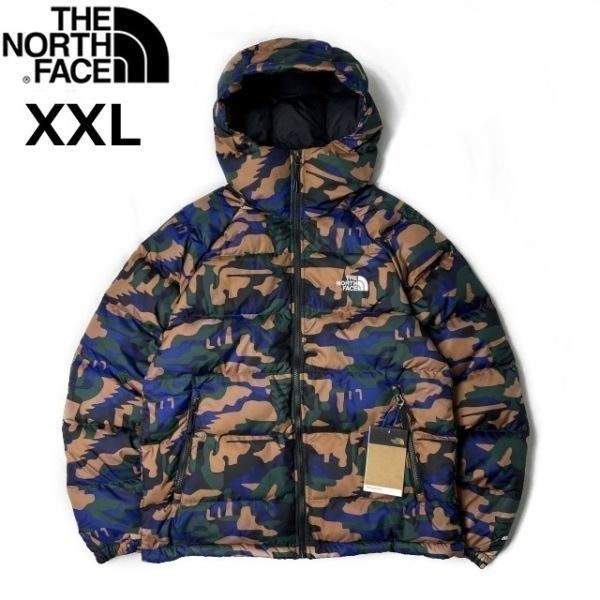 1円～!売切!【正規新品】THE NORTH FACE PRINTED HYDRENALITE HOODIE ダウンジャケット US限定 最新モデル(XXL)茶 黒 迷彩柄 190122-130_画像1