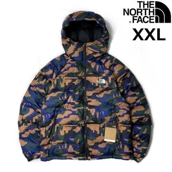 1円～!売切!【正規新品】THE NORTH FACE◆PRINTED HYDRENALITE HOODIE ダウンジャケット US限定 2022-23最新(XXL)茶 黒 迷彩柄 190122-130_画像3