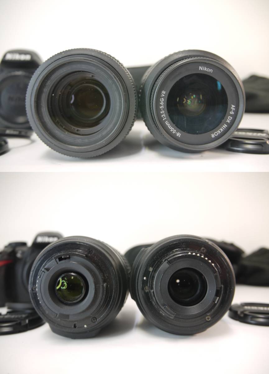 543 Nikon D3100 AF-S DX NIKKOR 18-55mm 1:3.5-5.6G/55-200mm 1:4-5.6G ED ニコン デジタル一眼 ダブルレンズ デジカメ バッテリ/取説付_画像9