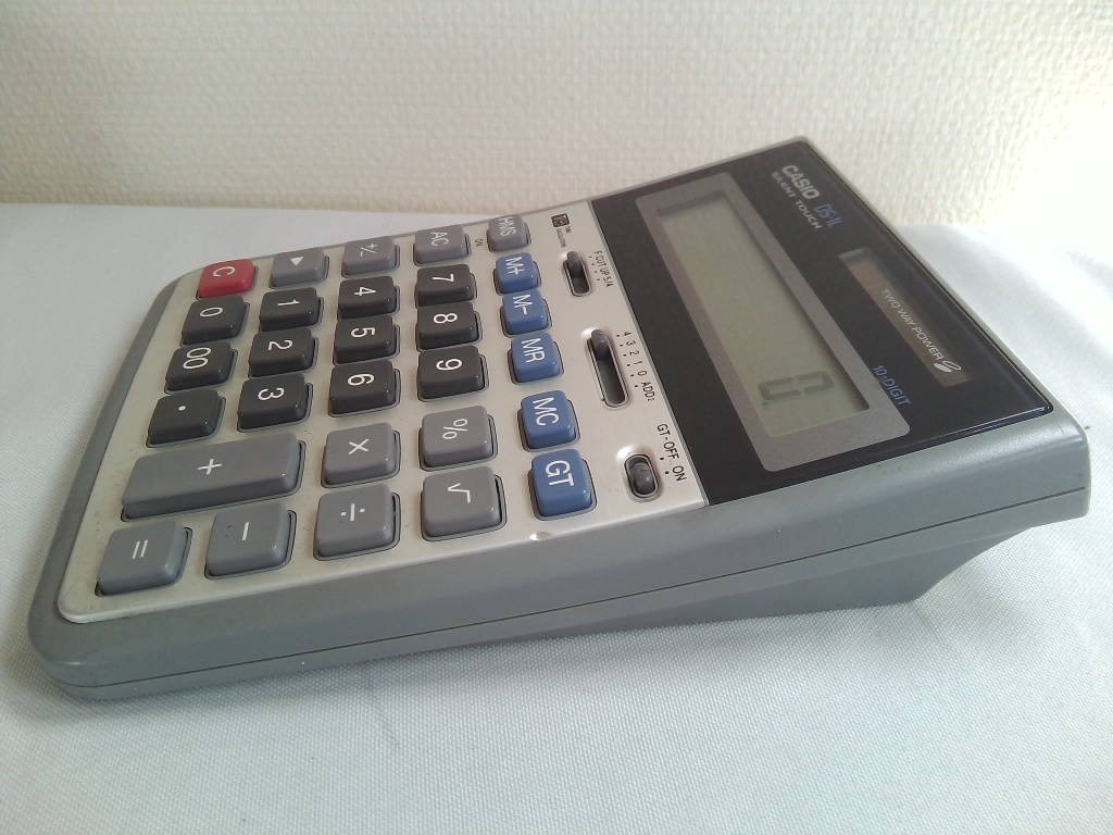 CASIO カシオ DS-1L 電卓 10桁 日本製　◆SILENT　TOUCH　／TWO　WAY　POWER★動作品_画像6