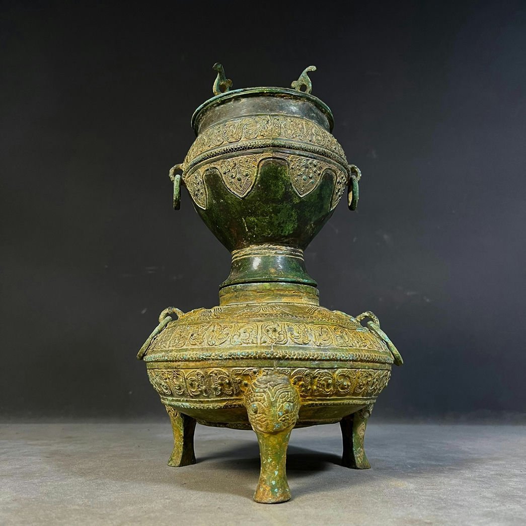 ◆羽彰・古美術◆A3875戦漢時代 青銅器 青銅釜甑・古賞物・時代物・古置物・古美術品・蒐集家放出