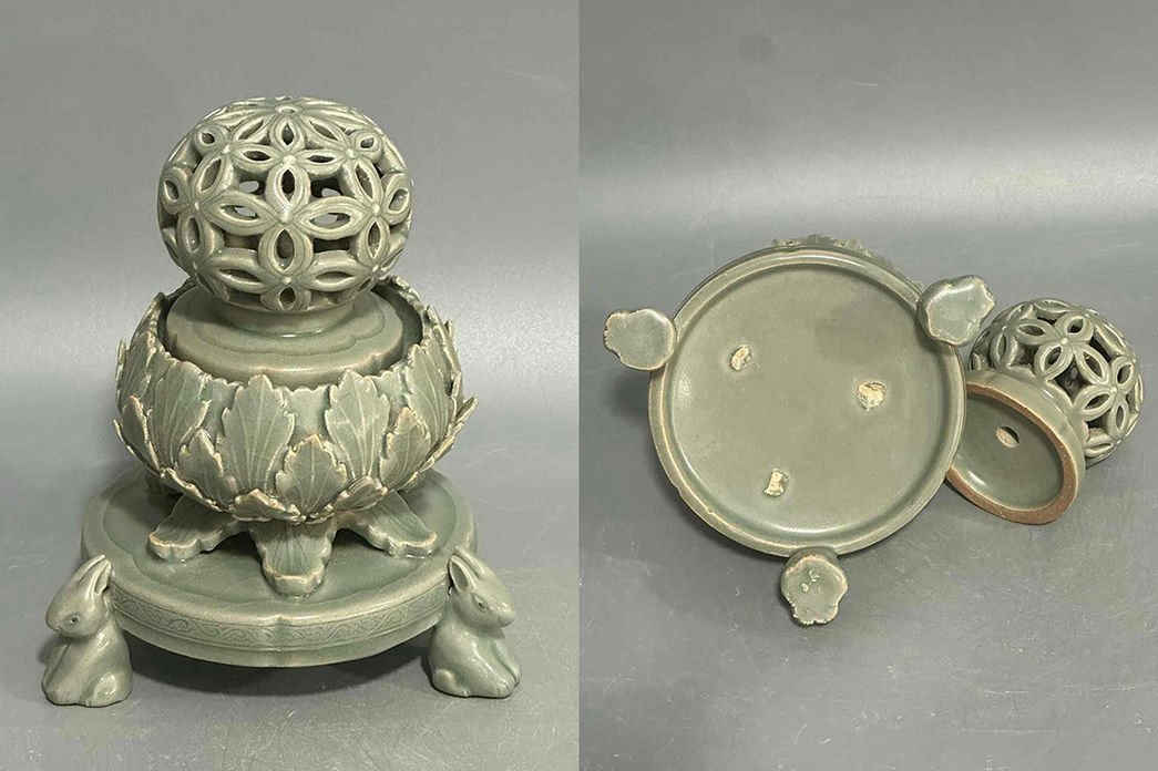 新版 朝鮮古陶 ◆羽彰・古美術◆A3435朝鮮古美術 高麗磁 高麗青磁薫炉 古高麗 高麗青磁 高麗