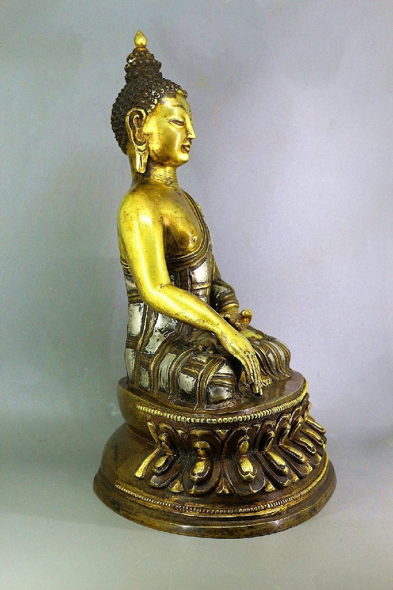 ◇羽彰・古美術◇A4020清時代 仏教古美術 チベット密教 紅銅包銀塗金 