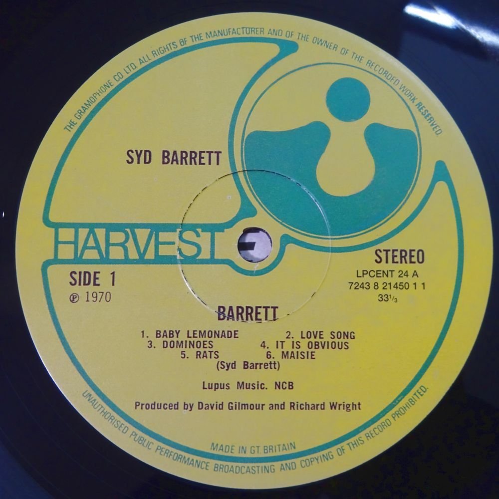 10016947;【美盤/UK盤/高音質180g重量盤】Syd Barrett / Barrett_画像3