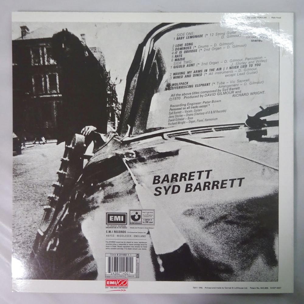10016947;【美盤/UK盤/高音質180g重量盤】Syd Barrett / Barrett_画像2