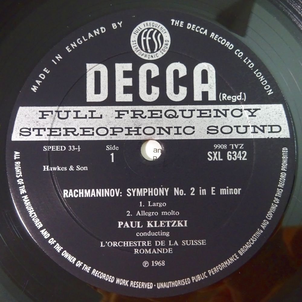 19057657;【英DECCA/SXL/ED2初出！】クレツキ ラフマニノフ/交響曲第2番_画像3