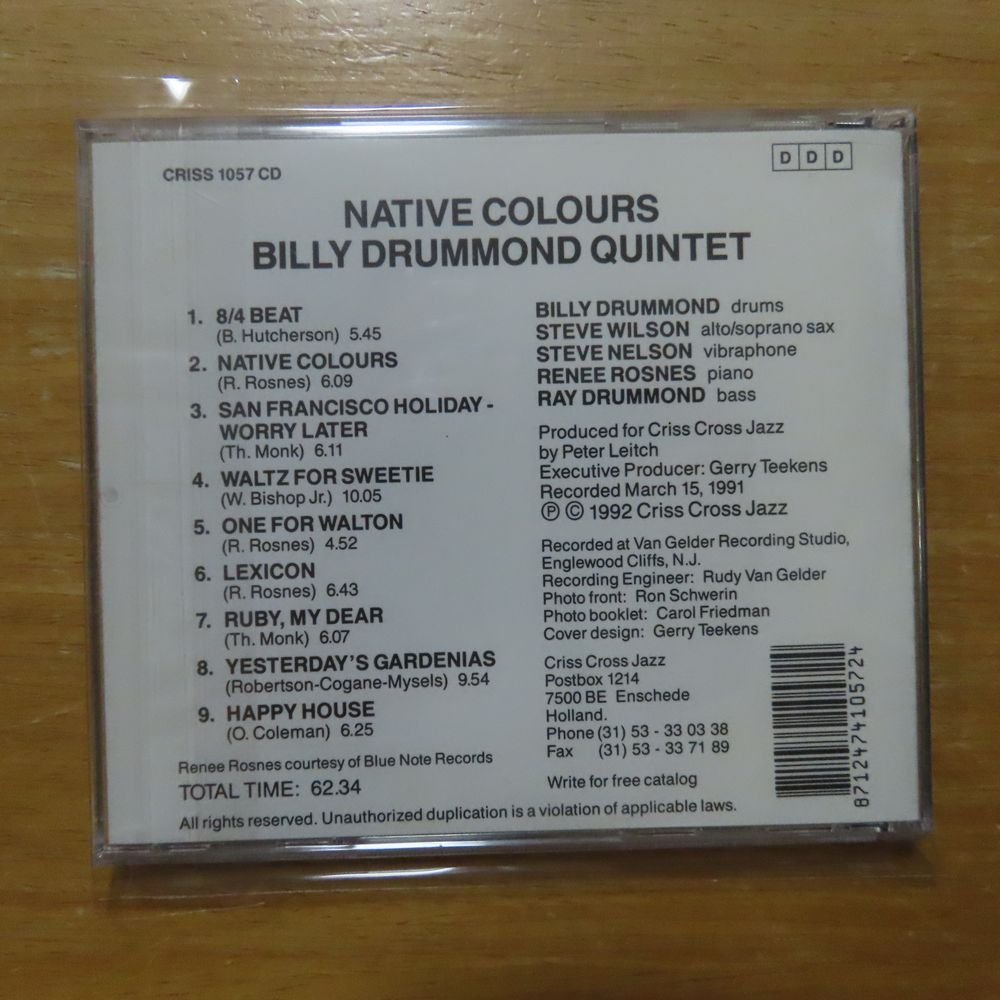 8712474105724;【CD】BILLY　DRUMMOND QUINTET / NATIVE COLOURS　CRISS-1057CD_画像2