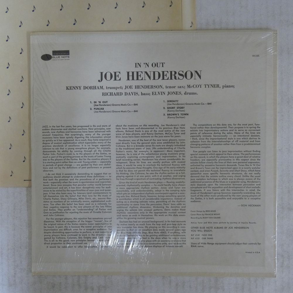 46054557;【US盤/BLUE NOTE/シュリンク】Joe Henderson / In 'N Out_画像2