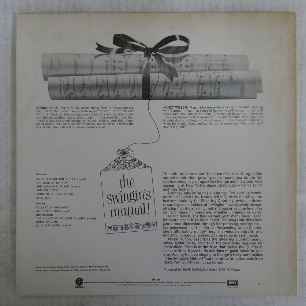 46055342;【US盤】The George Shearing Quintet With Nancy Wilson / The Swingin's Mutual_画像2