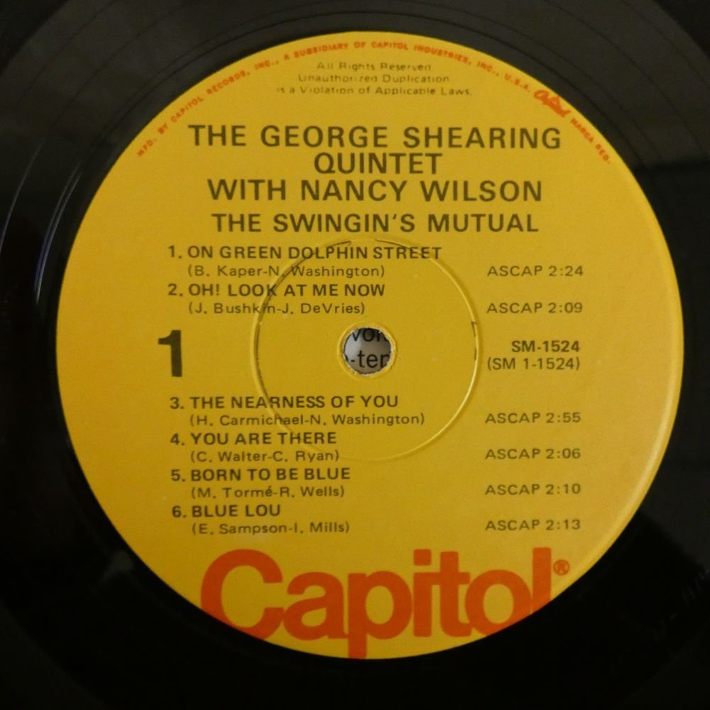 46055342;【US盤】The George Shearing Quintet With Nancy Wilson / The Swingin's Mutual_画像3