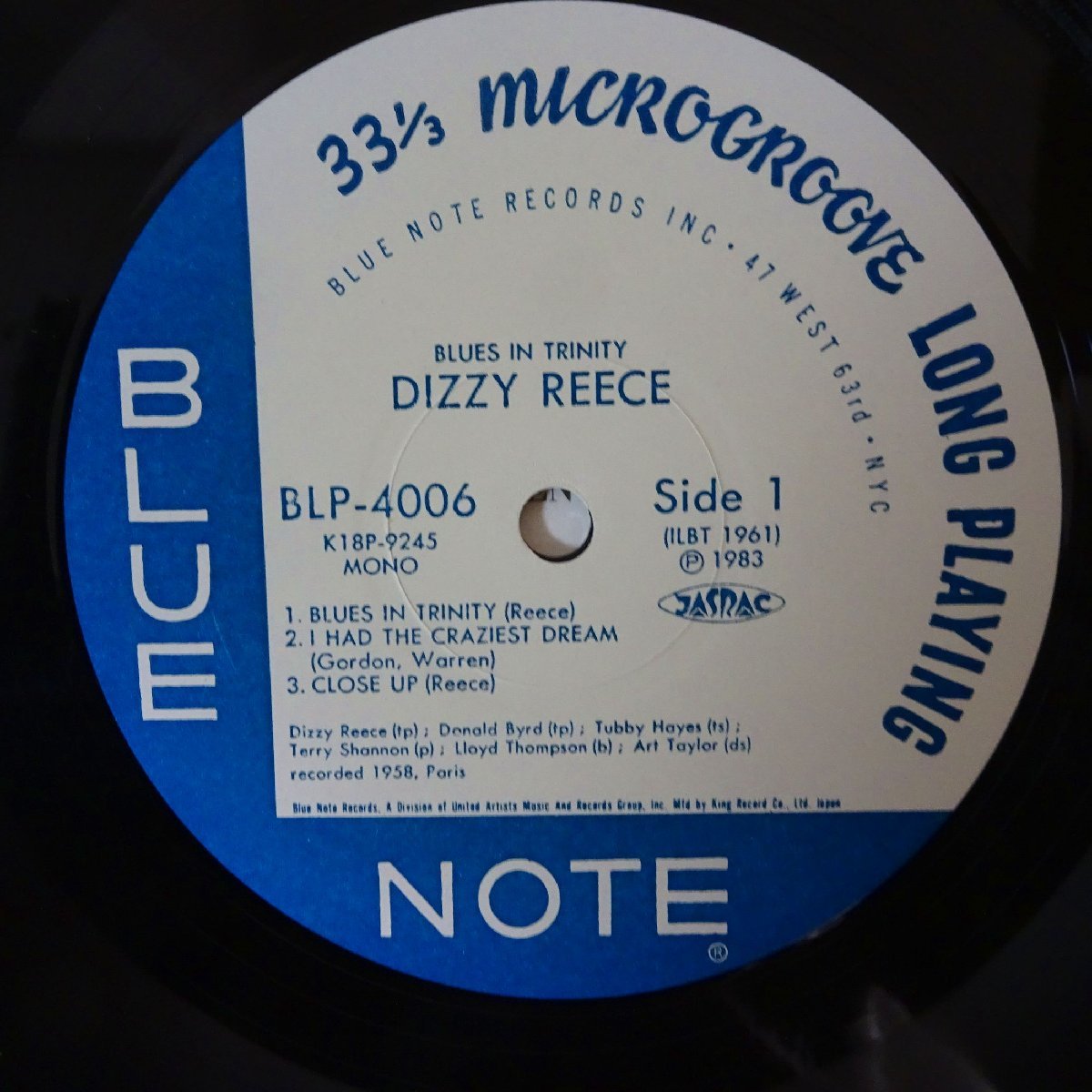 11175940;【帯付き/Blue note/MONO】Dizzy Reece / Blues In Trinity_画像3