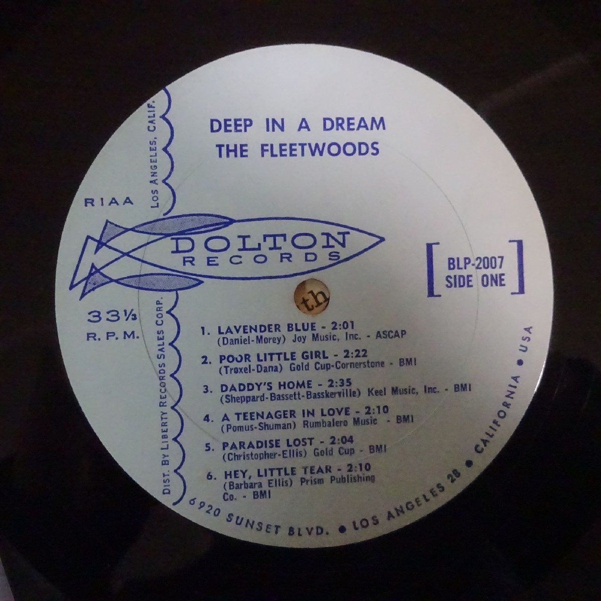 11176499;【US初期プレス/MONO】The Fleetwoods / Deep In A Dream_画像3