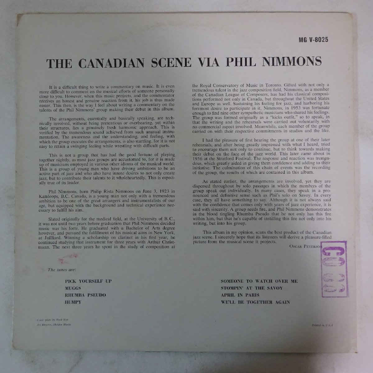 14027557;【US盤/Verve/黄VERVE INCラベル/トランペット/深溝/MONO】The Phil Nimmons Group / The Canadian Scene Via Phil Nimmons_画像2