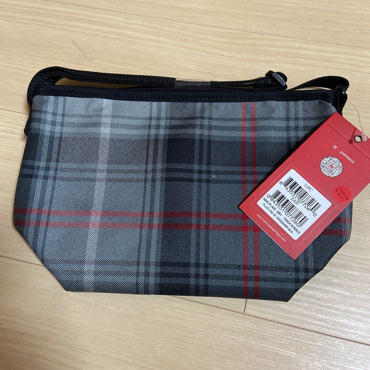 マンハッタンポーテージ　PLAID GRY ミニ　NY メッセンジャーバック　新品　NY限定品　残り1個