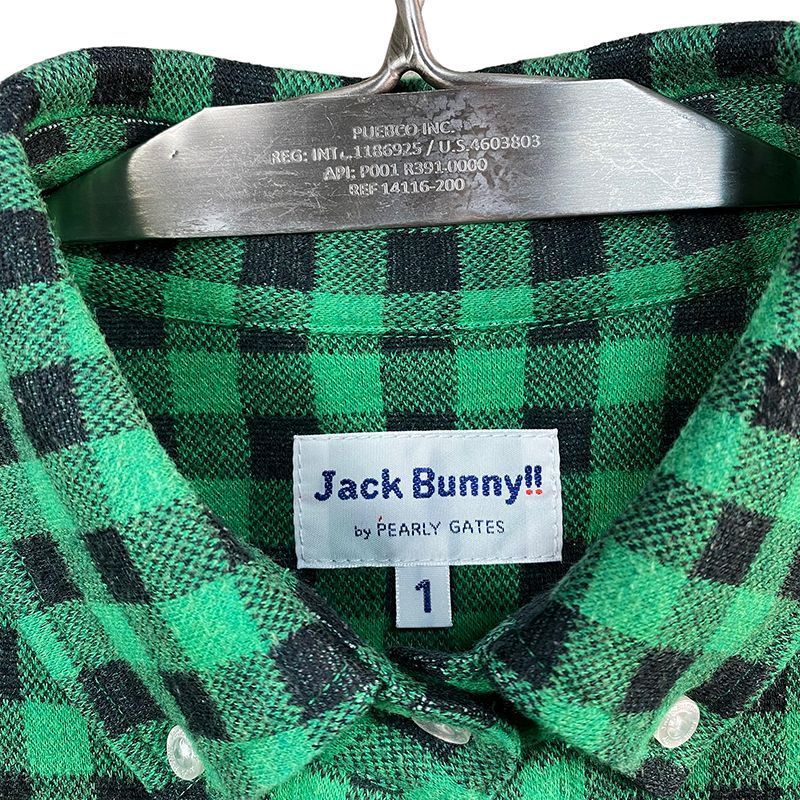 JACK BUNNY ジャックバニー 長袖 チェックシャツ ワンピース ボタンダウン グリーン 1 レディース ゴルフウェア 2311‐NP‐9660‐G13_画像6
