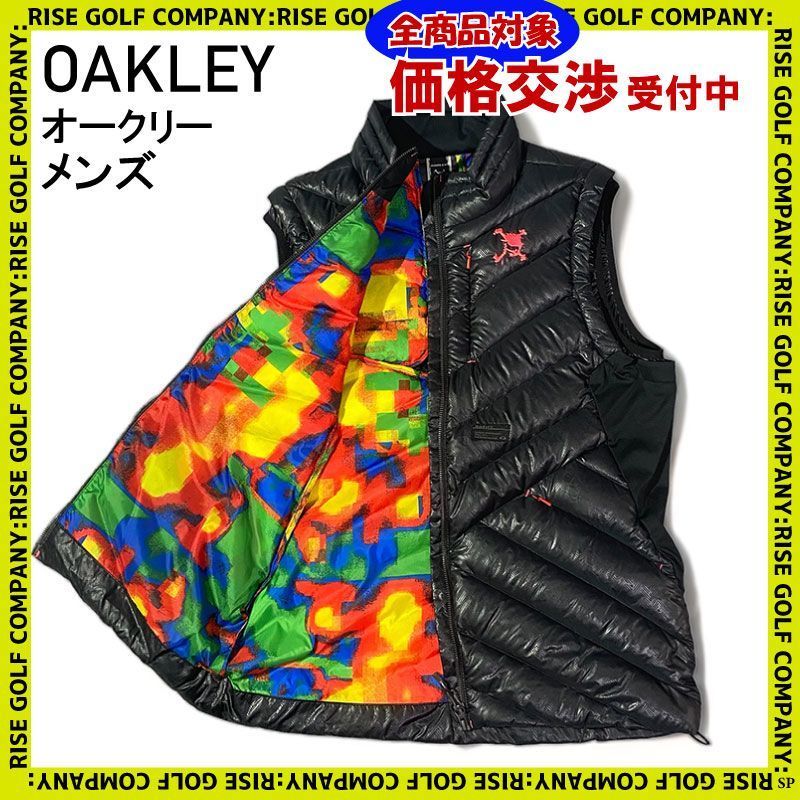 本物の OAKLEY オークリー フルジップ ダウン ベスト スカル ブラック