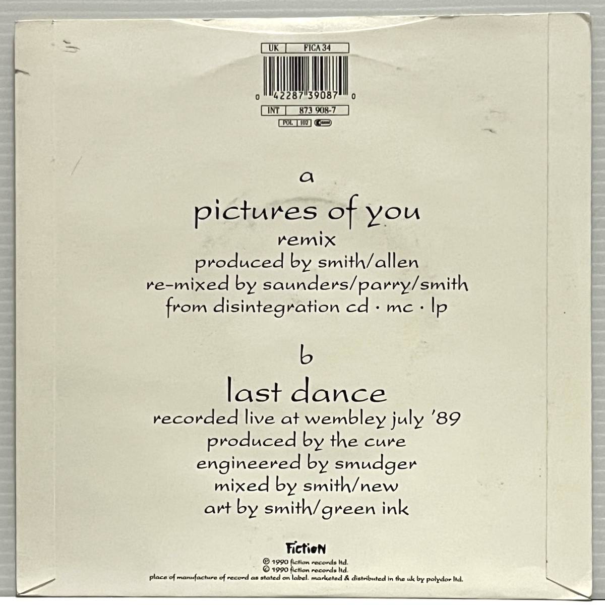 The Cure / Pictures Of You (7 inch) ■Used■_画像2