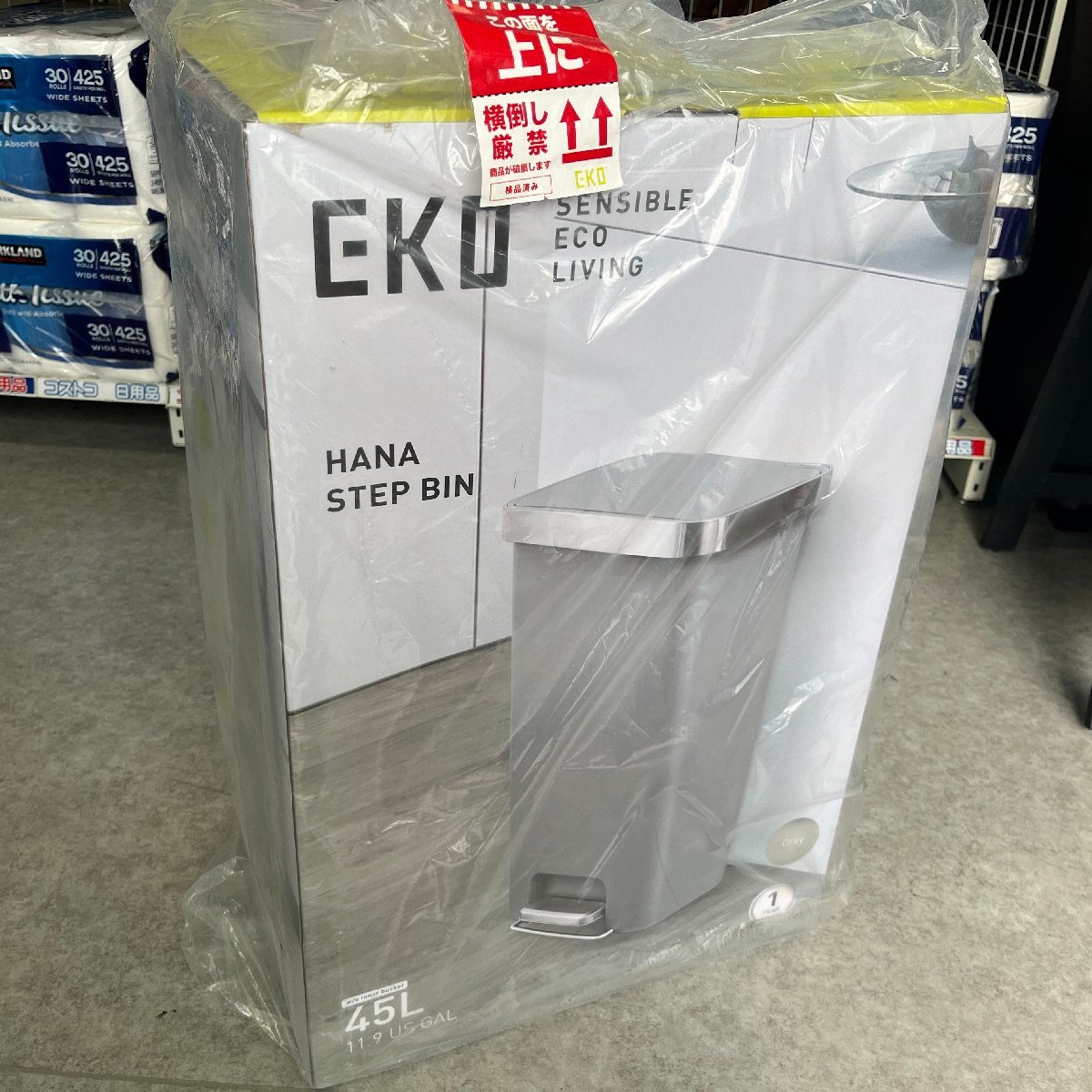 ◎J952【未開封】ダストボックス ゴミ箱 蓋つき 45L EKO SENSIBLE ECO LIVING HANA STEP BIN ハナステップビン EK6266 (rt)_画像2