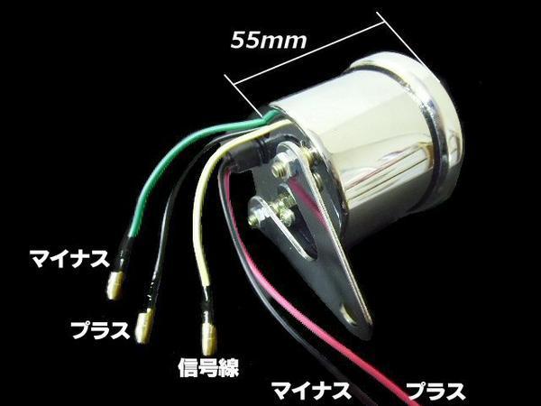 単気筒 4サイクル 汎用 60mm 電気式 タコメーター T5 LED バルブ付/カブ モンキー ゴリラ ホワイトパネル C_画像2