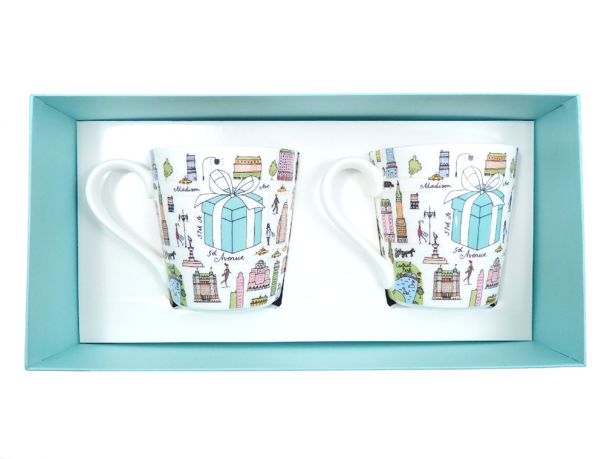 【中古】 ティファニー Tiffany & Co 5thアベニュー ペア マグカップ 2772 3896 マルチカラー 食器 コップ 2客_画像2