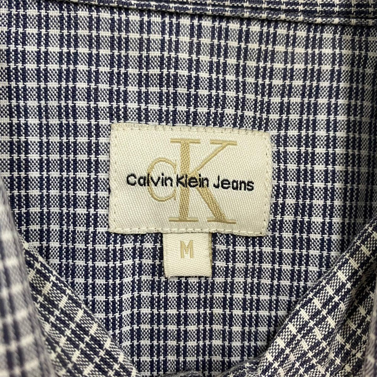 Calvin Klein Jeans カルバンクライン 長袖シャツ チェックシャツ サイズM ブルー 青 メンズ トップス 最落なし （Q11）_画像5