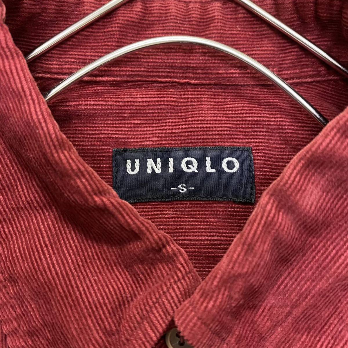 UNIQLO ユニクロ 長袖シャツ ボタンダウンシャツ コーデュロイシャツ サイズS レッド 赤 メンズ トップス 最落なし （J9）_画像6