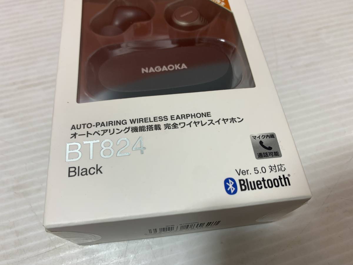 7/65☆【未使用】NAGAOKA　BT824　Black　Bluetooth　Ver.5.0対応　オートペアリング機能搭載　完全ワイヤレスイヤホン　写真追加あり☆C1_画像2