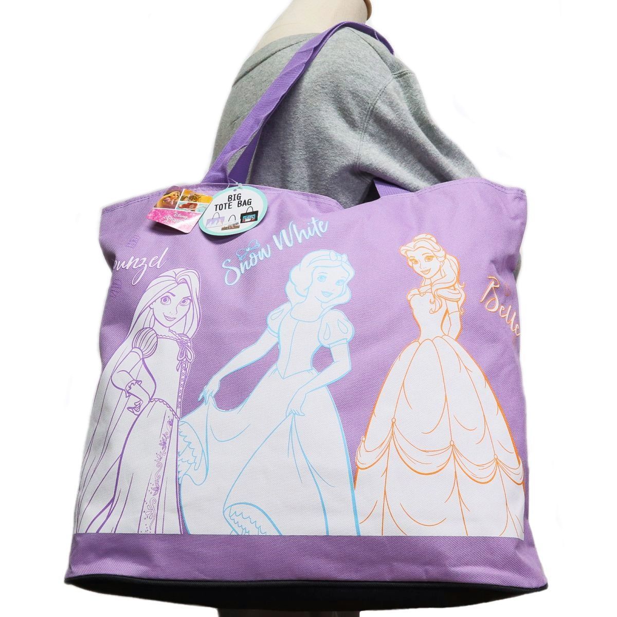 ★ディズニー DISNEY プリンセス 白雪姫 ベル ラプンツェル 新品 ファスナー付き たっぷり入る トートバッグ [DISBAG-PRI] 一 六★QWER★_画像1