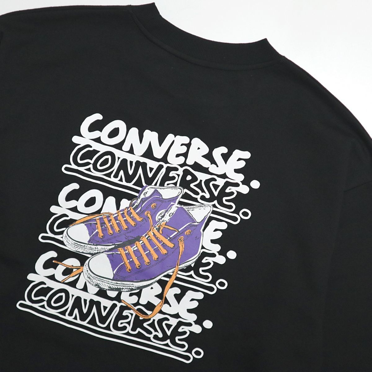 ★コンバース CONVERSE 新品 メンズ バックプリント スニーカー 長袖 スウェット トレーナー 黒 Mサイズ [24733007-49-M]一 三 壱★QWER★_画像2