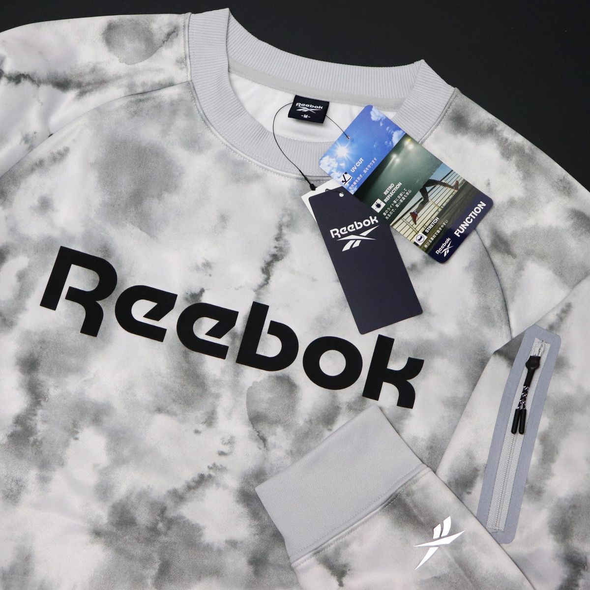 ★リーボック REEBOK 新品 メンズ 裏起毛 暖かい 機能性抜群 トレーナー ジャケット ポケット付 灰 迷彩 XL[X6360RR-N3-LL]二 参★QWER_画像1