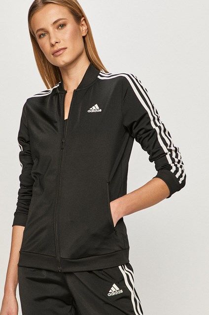 ★アディダス ADIDAS 新品 レディース W ESS 3ストライプス トリコット トラックスーツ 上下セット 黒[SETGM5534-L] 五 弐★QWER★_画像3