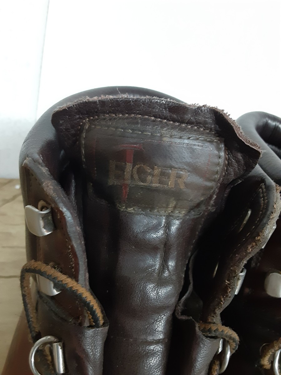  shoes kind ]EIGER I ga- leather made mountain climbing shoes leather tea Brown 24cm trekking shoes mountain boots camp, outdoor made in Japan present condition 