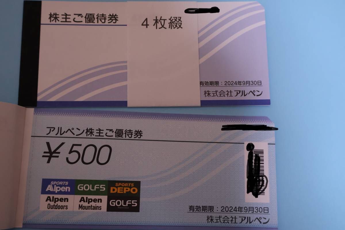 アルペン　株主優待券　4000円分　有効期限2024.9.30_画像1