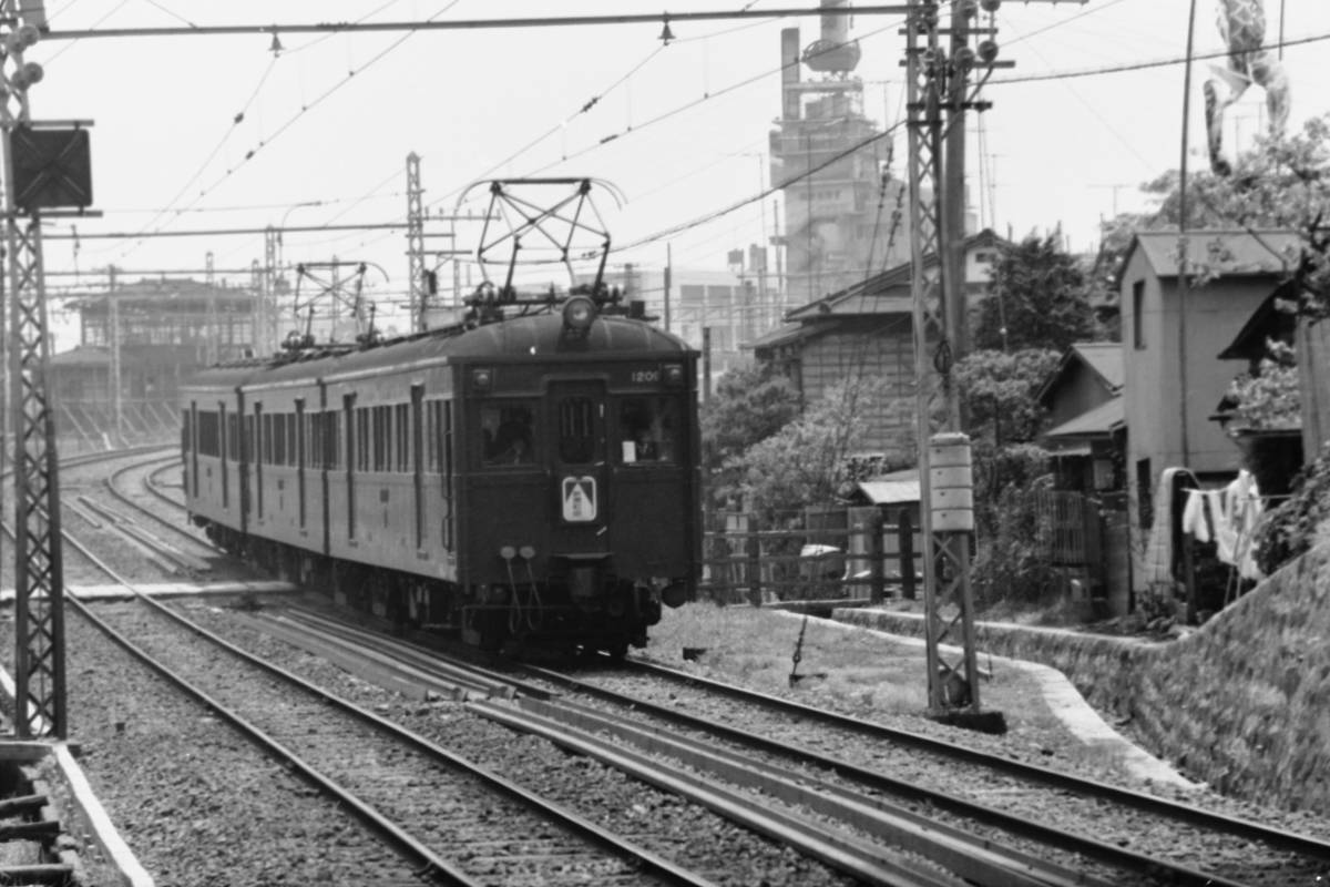 (B23)252 写真 古写真 鉄道 鉄道写真 小田急 小田急電鉄 急行新宿行 新原田町行 昭和38年頃 フィルム 変形 白黒 ネガ まとめて 5コマ _画像8