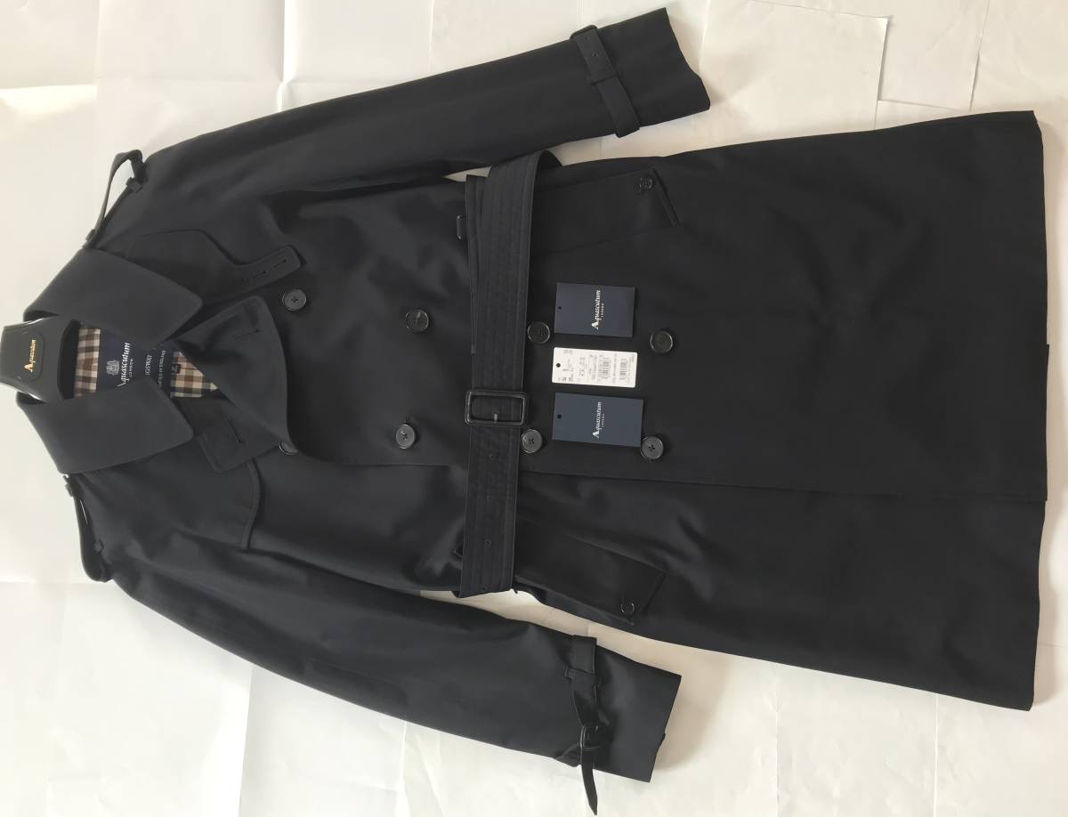  as good as new 220,000 jpy *AQUASCUTUM Aquascutum regular * Britain made KINGSWAY* water-repellent cotton * trench coat Made in UK*size38 navy 