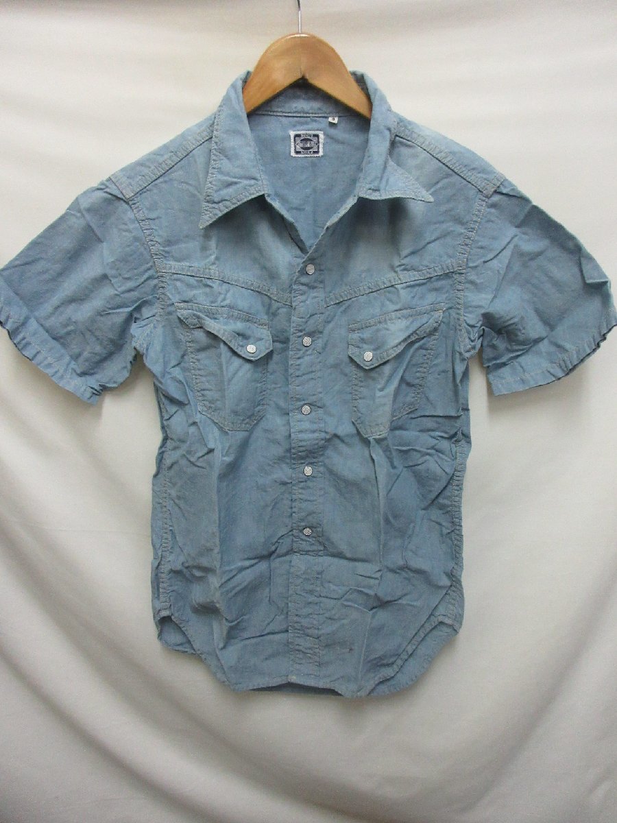 フェローズ PHERROW'S STORMY BLUE 半袖 ワークシャツ　サイズS_画像1