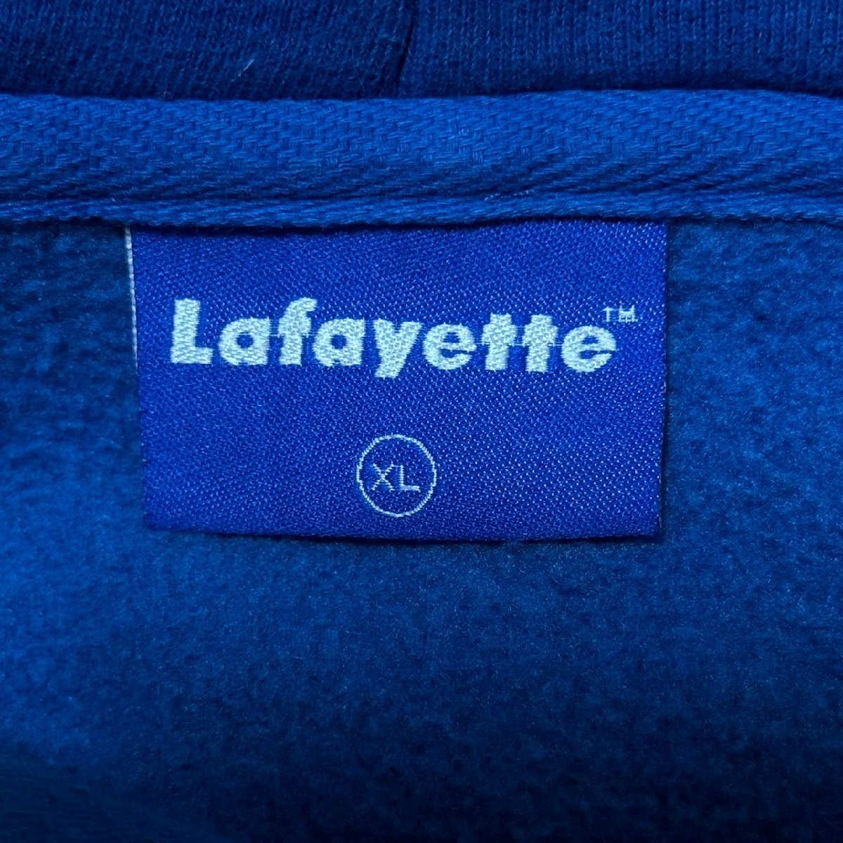 (^w^)b Lafayette ラファイエット スウェット プルオーバー パーカー 裏起毛 ドロップショルダー NYC ビッグ ロゴ ゆったり 青 XL 7904EE_画像7