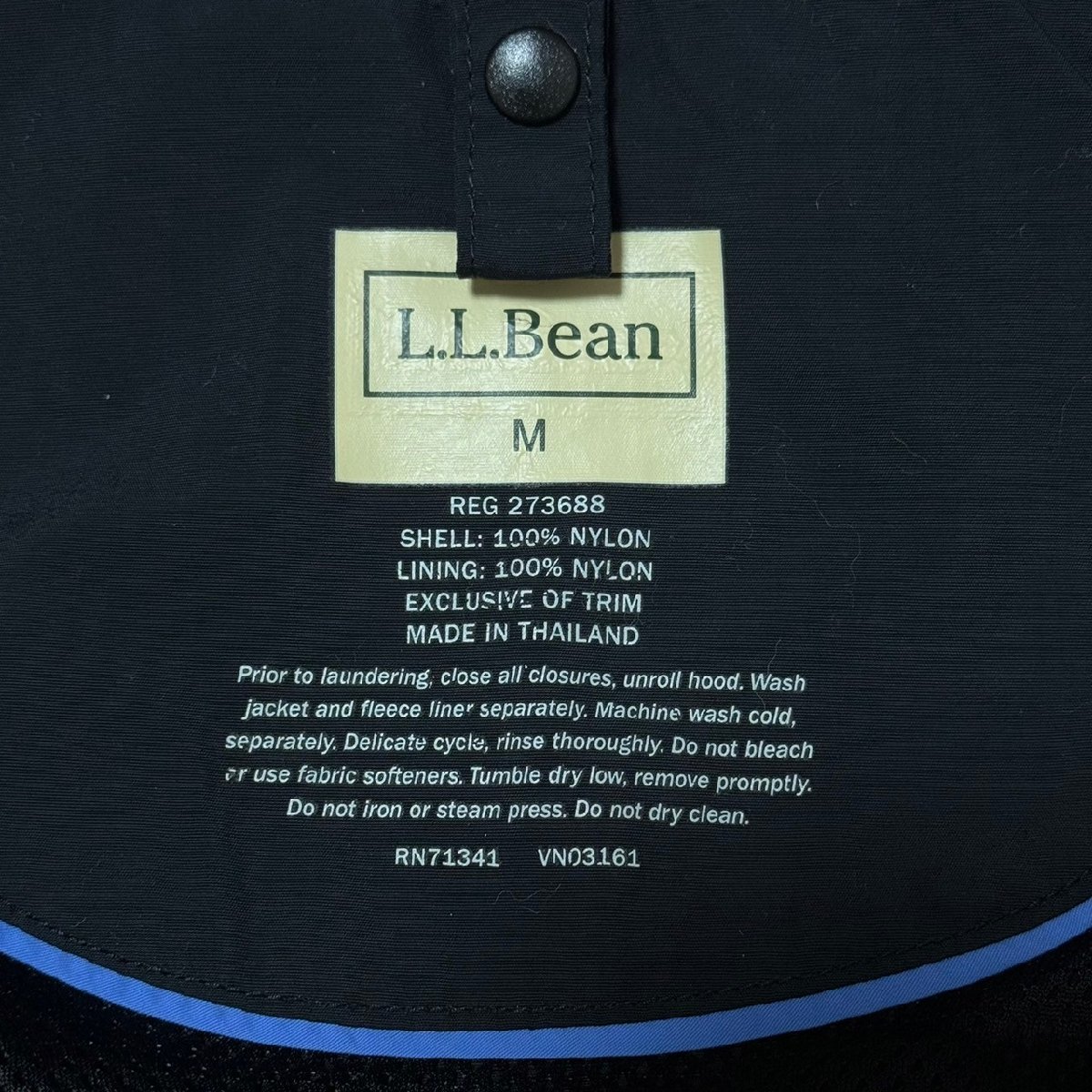 (^w^)b L.L.Bean エルエルビーン ジップアップ ナイロン パーカー ジャケット ウィンドブレーカー ロゴ 刺繍 メッシュ 黒 M 7912EE_画像8