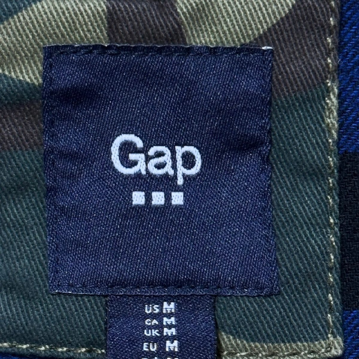 (^w^)b Gap ギャップ 迷彩柄 ミリタリー ワーク ジャケット ボタン アップ カバーオール GAP ポケット 裏地 チェック柄 オリーブ M 7828EE_画像7