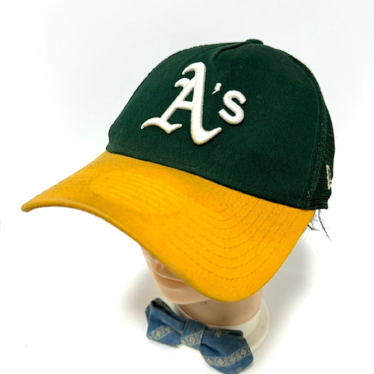 (^w^)b NEW ERA ニューエラ ハーフ メッシュ キャップ 帽子 A’ｓ ロゴ オークランド・アスレチックス GENUINE MERCHANDISE 緑 黄 C0837EE_画像1