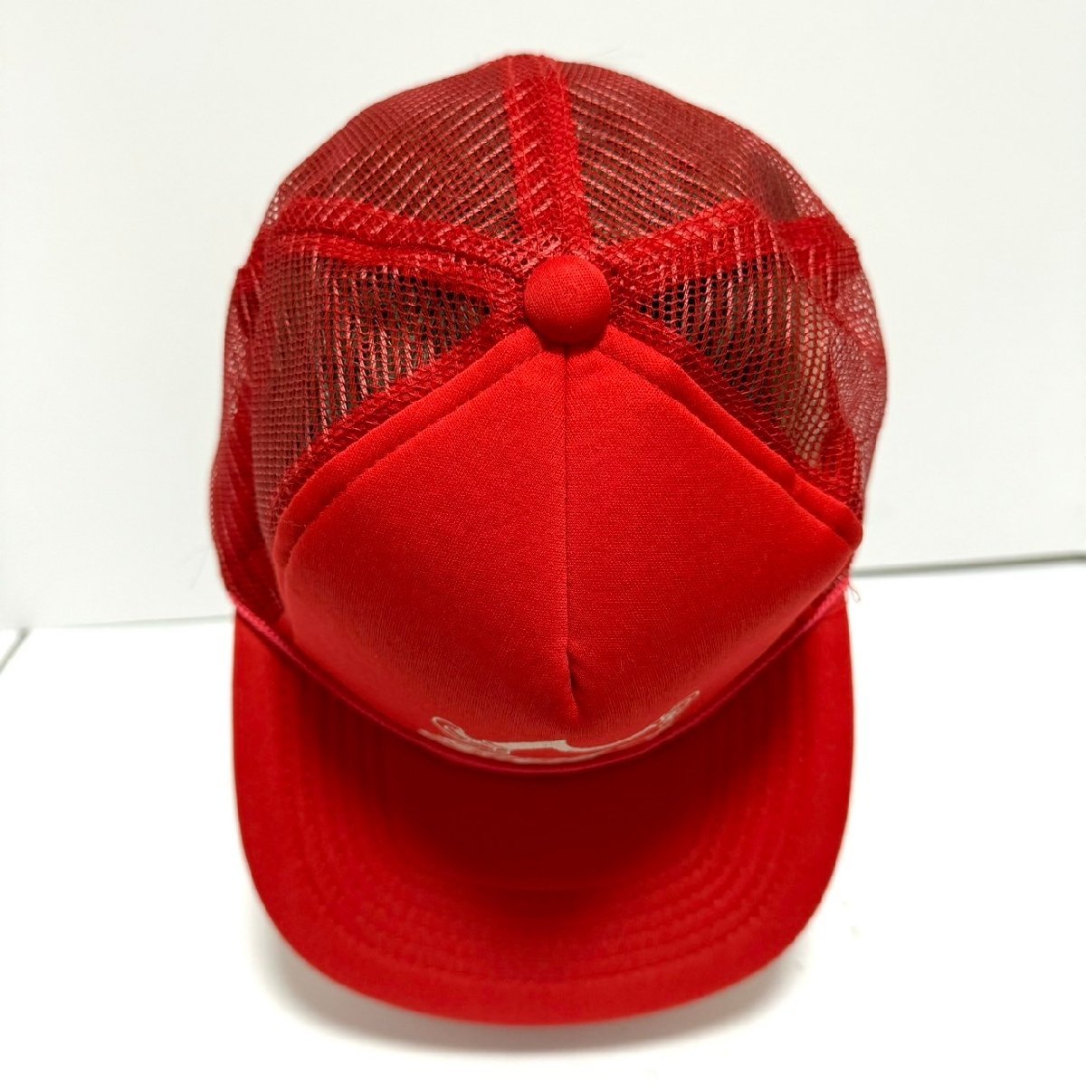 (^w^)b SPORTS MIND スポーツ マインド 80s 90s ヴィンテージ トラッカー ハーフ メッシュ キャップ 帽子 ロゴ プリント 赤 FREE C0898EEの画像6
