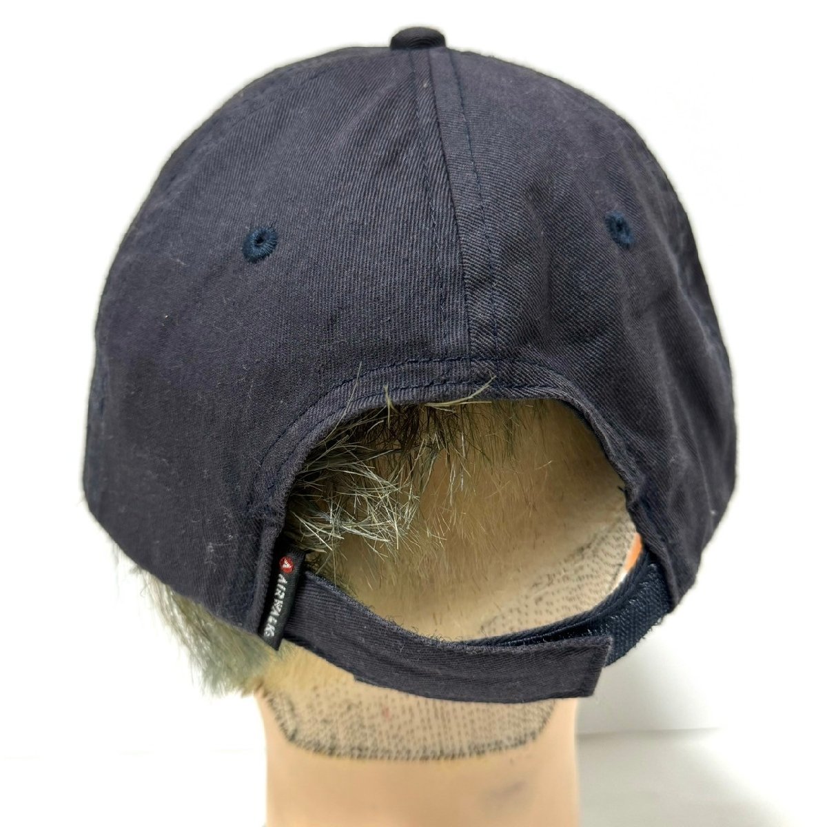 (^w^)b AIR WALK エアウォーク キャップ 帽子 ロゴ 刺繍 アイレット 通気性 ベルクロ ベルト 調節可能 万能 ネイビー 57～59㎝C0733EE_画像5
