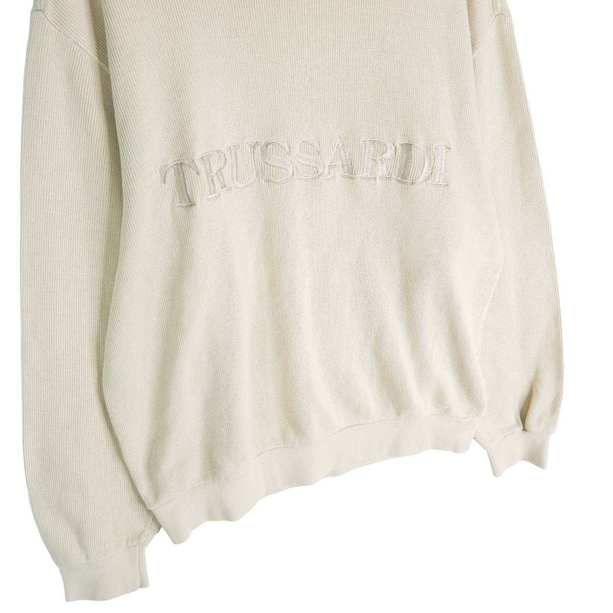◆良品 イタリア製◆ TRUSSARDI トラサルディ ロゴ 刺繍 長袖 コットン ニット セーター メンズ L ◆送料無料◆ 2483L1_画像4