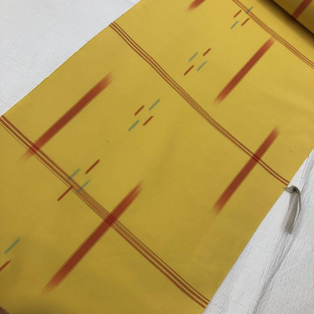 3586　雪見絣　正絹　アンサンブル　着丈　伝統工芸　西陣織物　黄